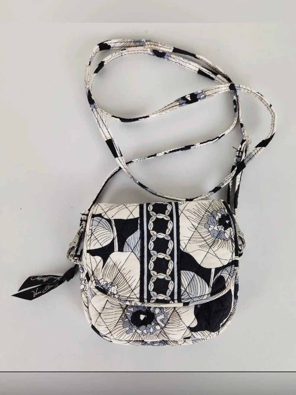 Vera Bradley mini crossbody bag black and gray 